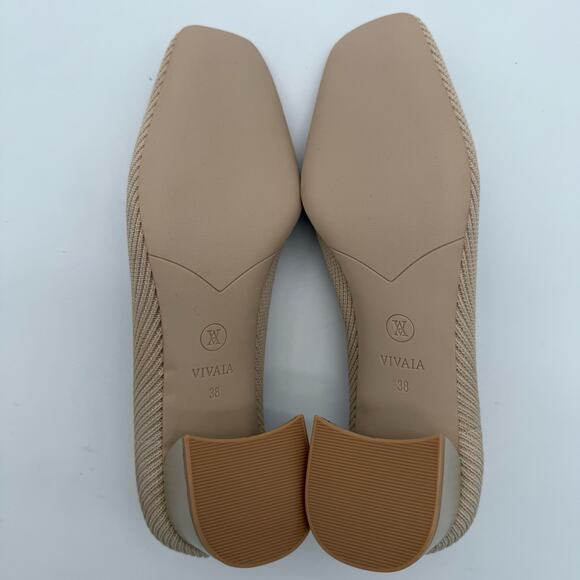 Vivaia Melody Square Toe Chunky Heels Old Money Knit Office Comfort Almond 7 - Picture 6 of 8